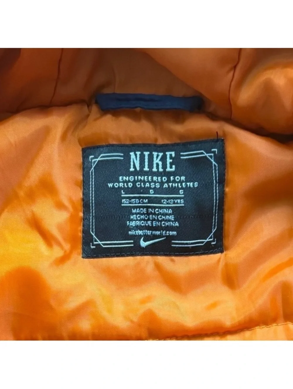 Nike Navy Orange Puffer Jacket Youth Large